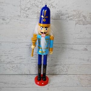 Greenbrier Nutcracker Soldier, Gun Plastic Christmas Decor Blue Red Black 9"